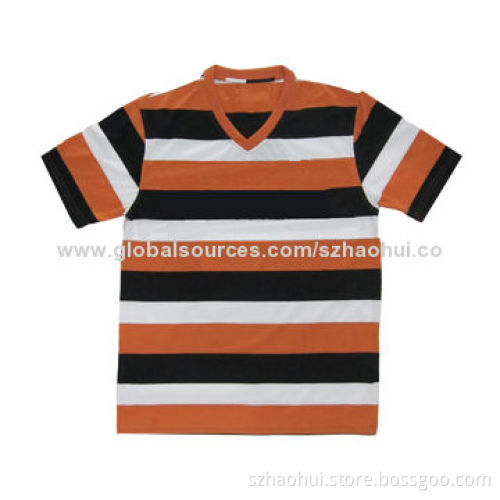 Custom strip yarn-dyed t-shirt single jersey, sports t-shirt
